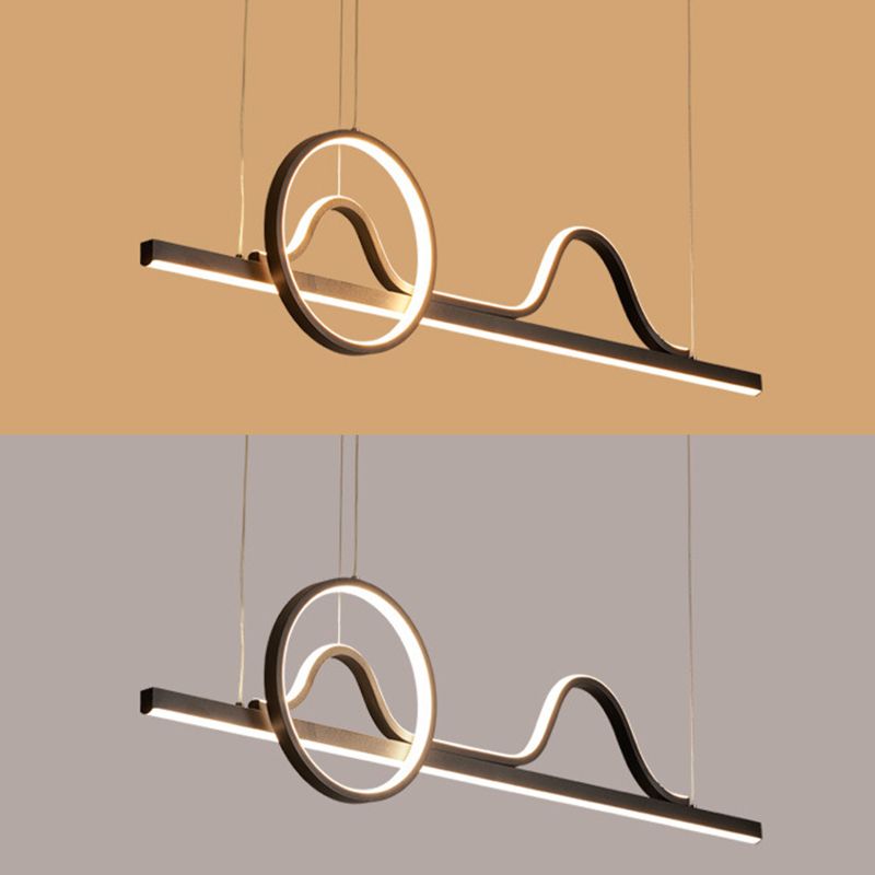 Linear Shape Island Pendants Contemporary Metal 3 Light Pendant Lighting Fixtures in Black