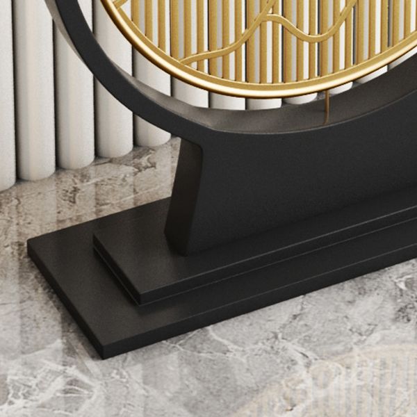Glam Stone Console Sofa Table Half Moon Iron Accent Table for Hall
