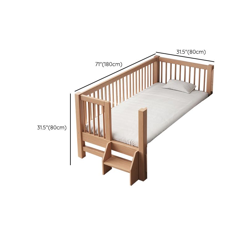 Farmhouse Nursery Bed Solid Wood Baby Crib with Guardrails and Mattress