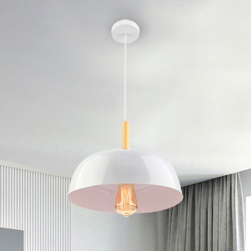 Lámpara de techo de tazón Estilo simple 1 Luz de colgante colgante negro/blanco para comedor para comedor, 12.5 "/19" de ancho