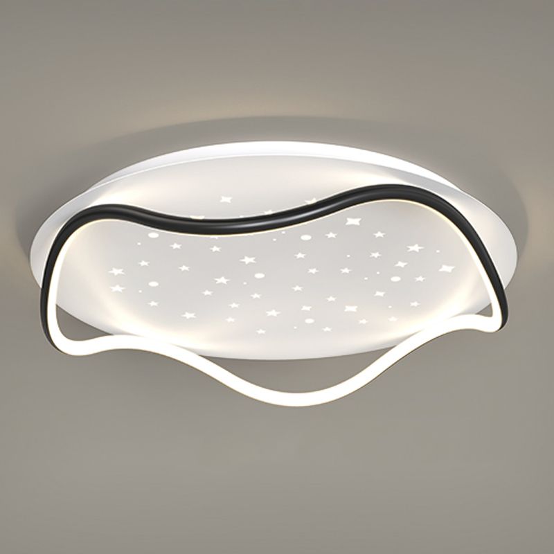 Plafonnier de forme ronde moderne en fer à 2 lumières, montage encastré pour chambre à coucher