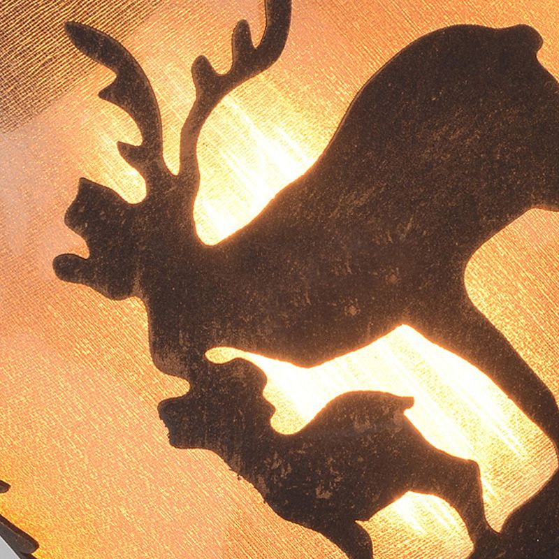 Lámpara de pared de metal de cilindro Lámpara industrial de una sola bombilla individual de interior en óxido con placa posterior de madera