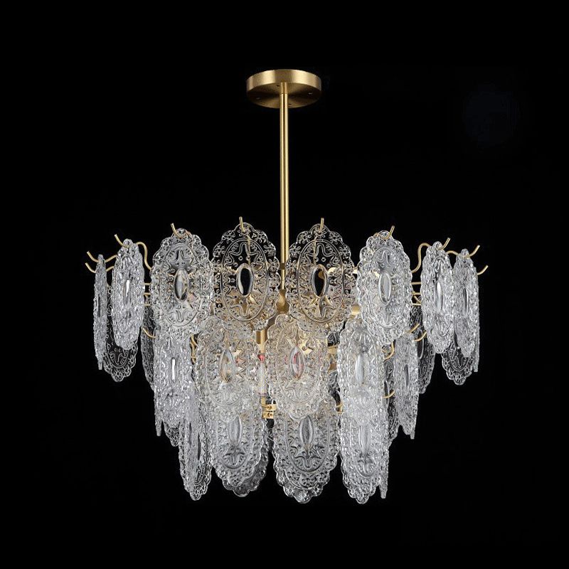 Flared Shade Hanging Light American Style Glass Chandelier Light for Living Room