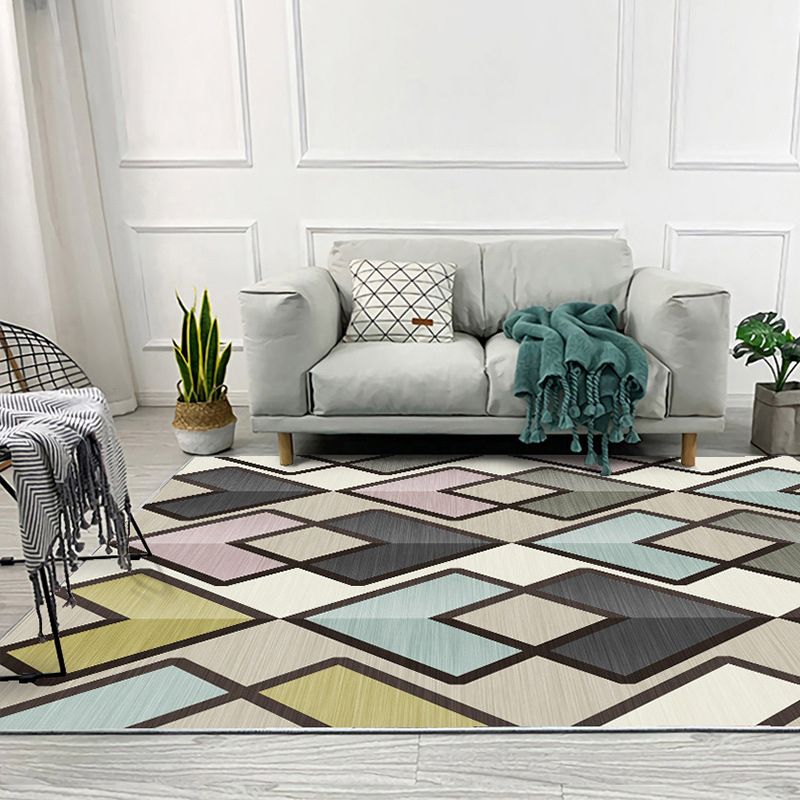 Green Line Carpet Polyester Modern Carpet Stain Resistant Carpet for Living Room