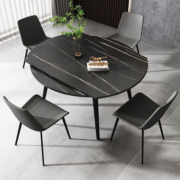 4-foot Stone Dinette Table Simplicity Style Round Dining Table with Drop Leaf