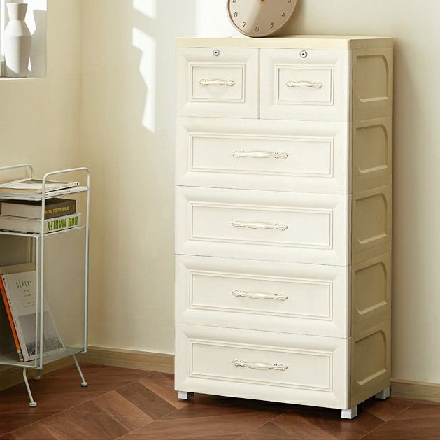 Contemporary Wardrobe Armoire with Drawer Plastic Non-Hanging Armoire