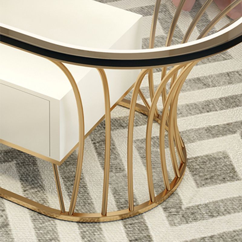 Glam Frame Single Coffee Table Oval Coffee Table with Drawer