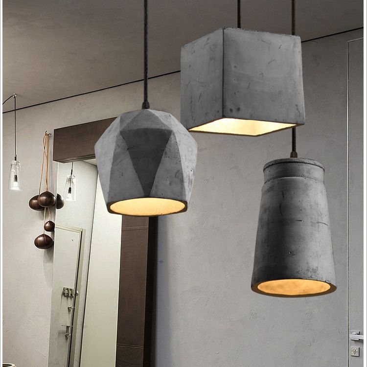 Ciment 1-Light suspendu lampe, éclairage pendentif gris gris minimaliste pour salle à manger du salon