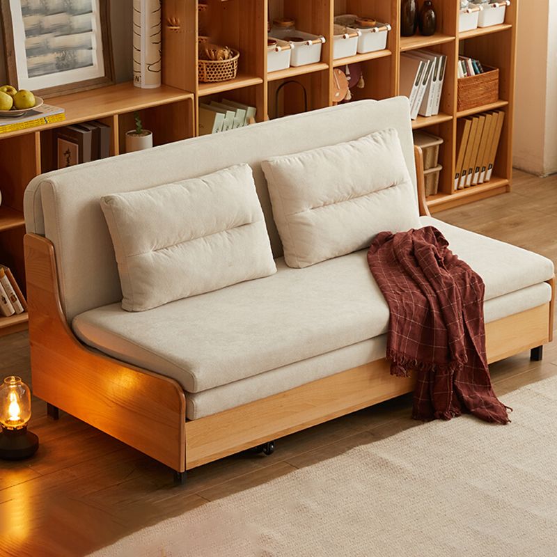 Scandinavian Solid Wood Removable Futon Sleeper Sofa Pillow Included