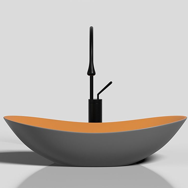 Modern Vessel Bathroom Sink Oval Porcelain with Faucet and Drain Assembly Basin Sink