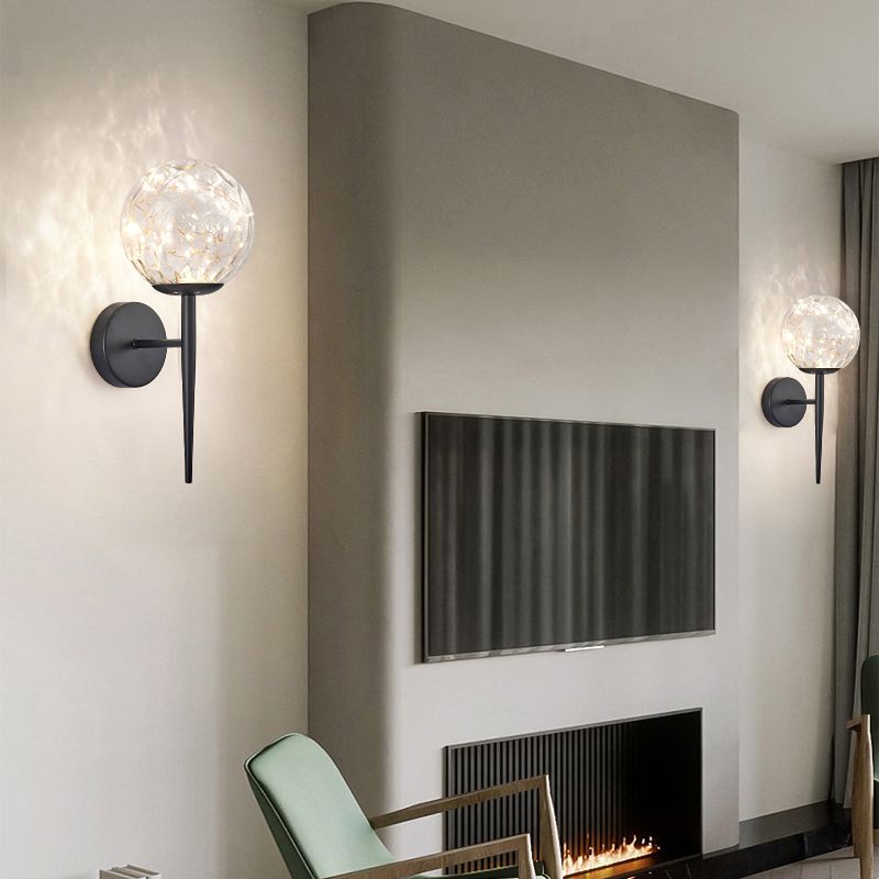 1 Light Spherical Wall Lights Modern Style Glass Wall Lighting Fixtures