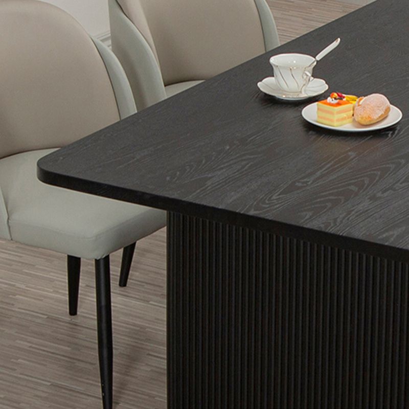 Black Pine Wood Dining Table Modern Indoor Rectangle Dinette Table