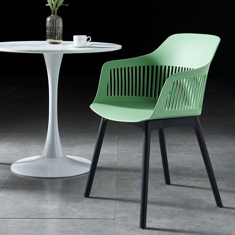 Silla escandinava de plástico para comedor, cocina, sillón con respaldo de listones