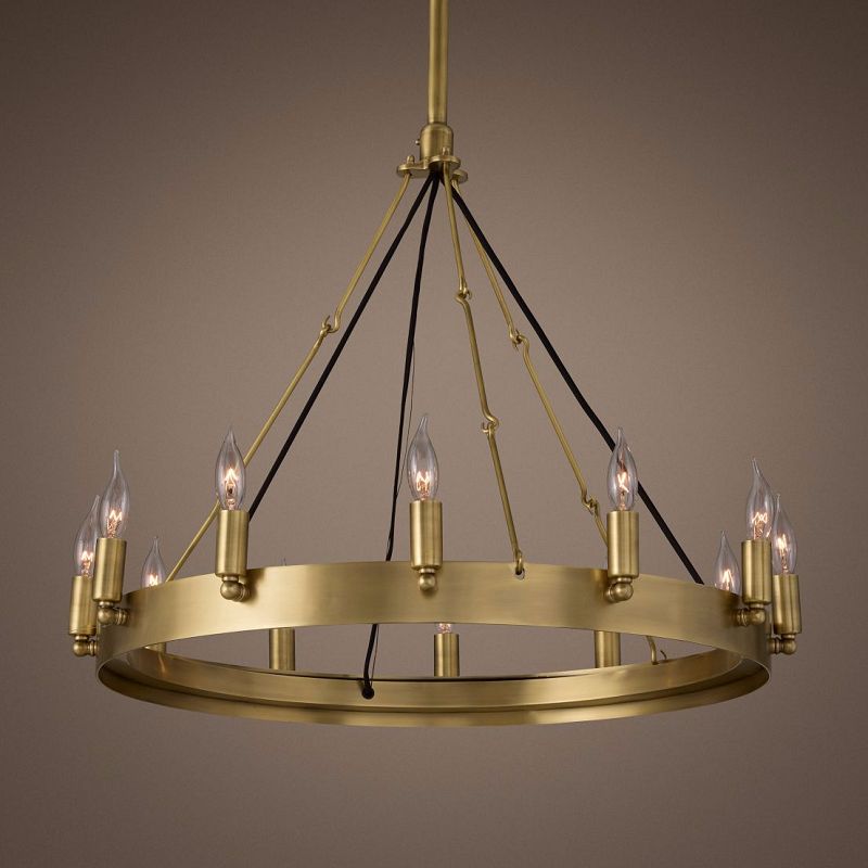 Metal Round Shape Chandelier Postmodern Candle Hanging Lamp for Restaurant