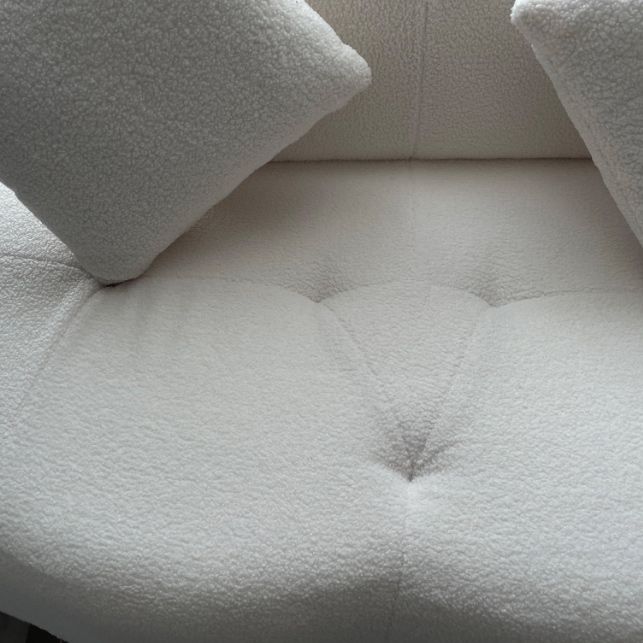 Contemporary Armless Sofa Wool Cloud-Shaped Seating in Cream