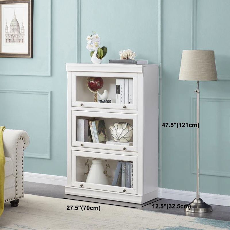 Modern Style Bookcase Solid Wood Rectangular Shelf with Doors