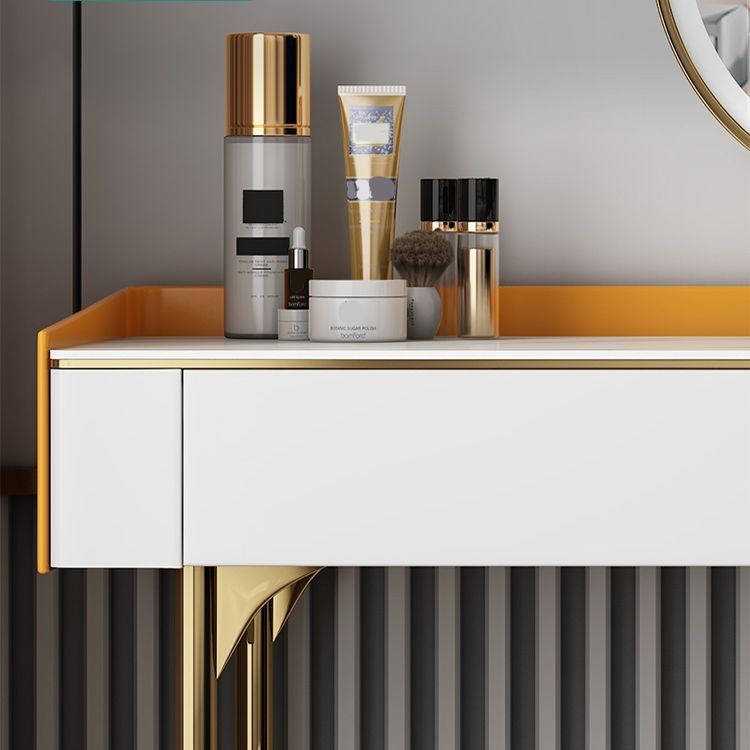 Stone Top Vanity Table Set Metal Vanity Make Up Table/Stool Set