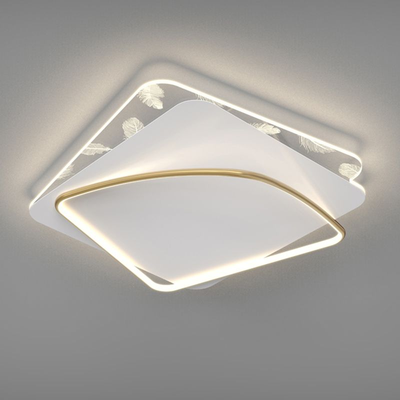 Contemporary Style Aluminum LED Flush Light Fixture Feather Ceiling Flush Mount for Bedroom