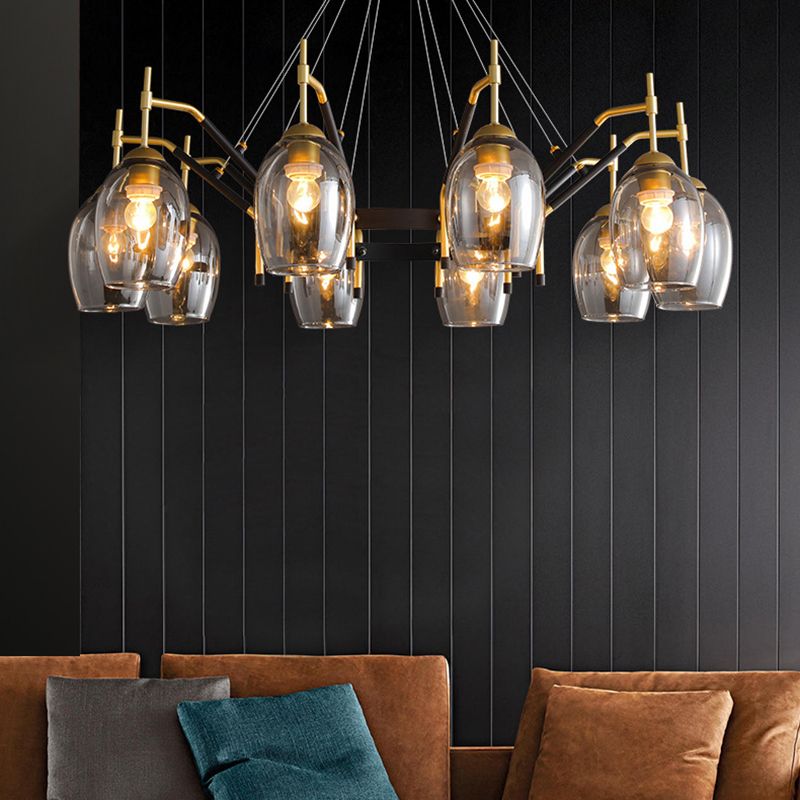 Wineglass Chandelier Light Fixture Vintage Glass Pendant Lighting for Restaurant