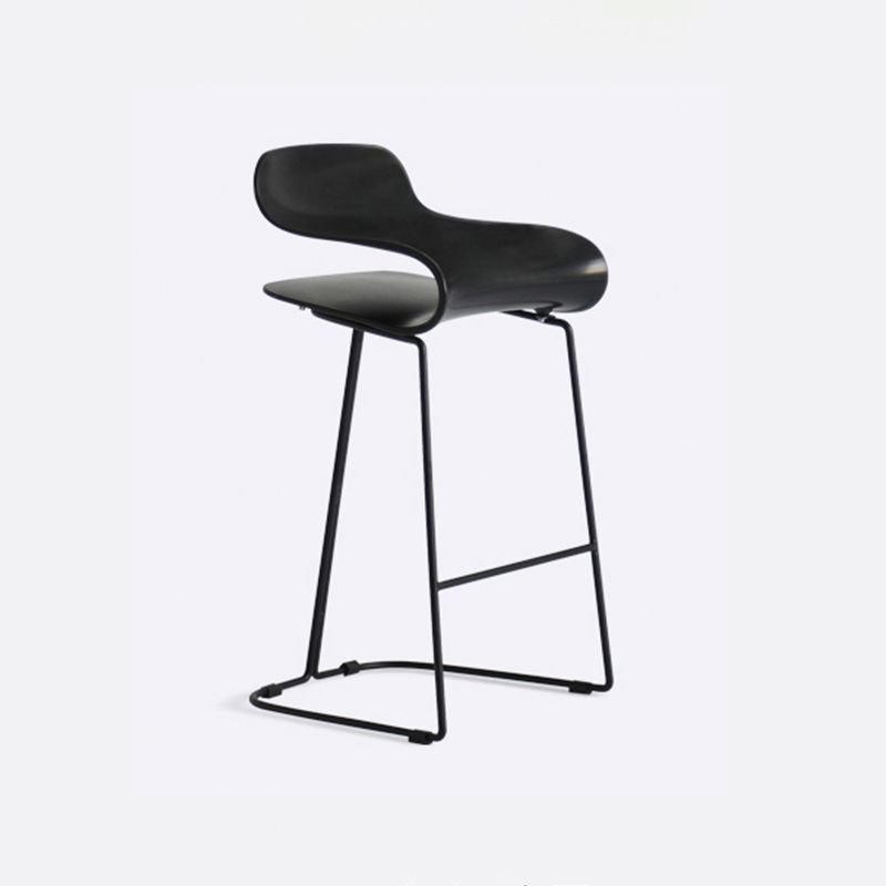 Contemporary Footrest Low Back Barstool Plastic Matte Finish Coffee Shop Stool