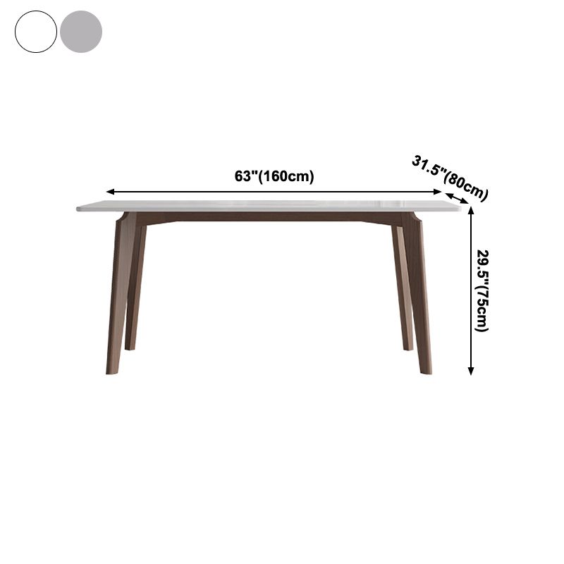 Sintered Stone Two-Color Dining Table Mid-Century Modern 4 Legs Table for Dining Room