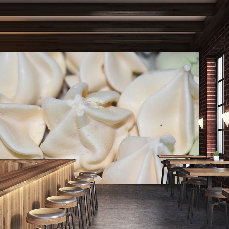 Contemporary Meringue Wall Mural Environment Friendly Wallpaper for Cake Shop