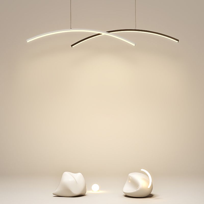 Black and White Arc Ceiling Lighting Simplicity LED Metal Hanging Island Light for Living Room