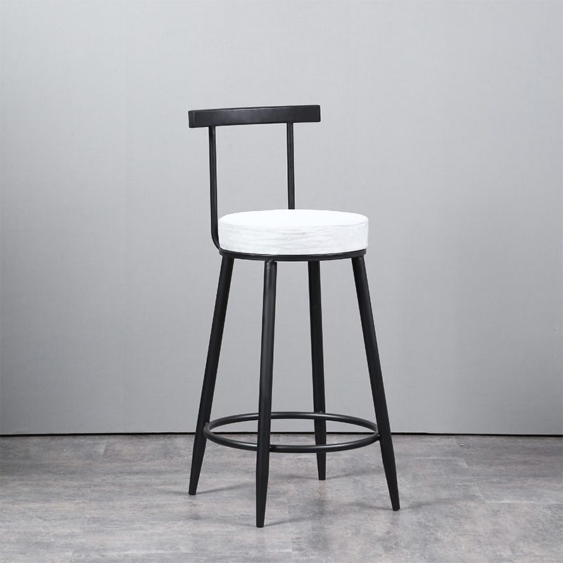 Industrial Metal Barstool Faux Leather Cushion Low Back Counter Stool with Legs for Home