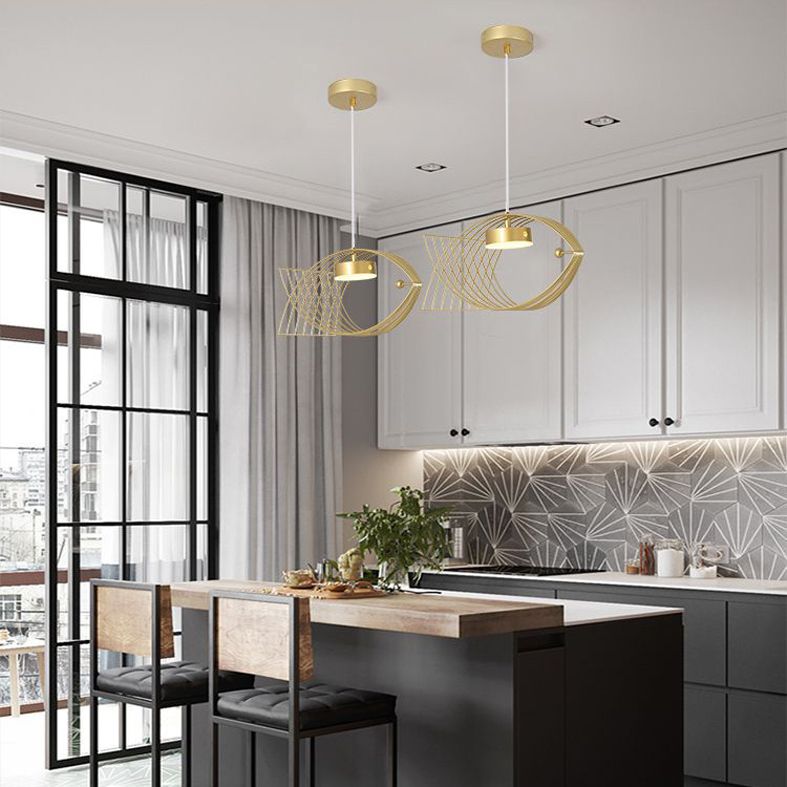 Forme de poisson en une lumière Lumière Light Atest de suspension LED moderne Éclairage d'éclairage pour la cuisine