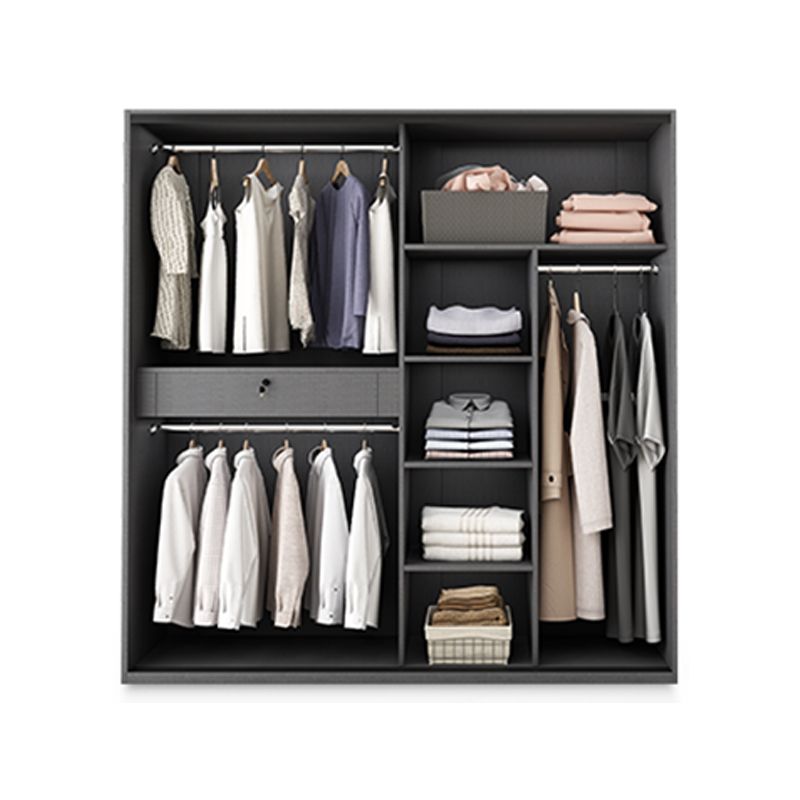 Modern Style Glass Wardrobe 1-Drawer Bedroom Wardrobe Closet