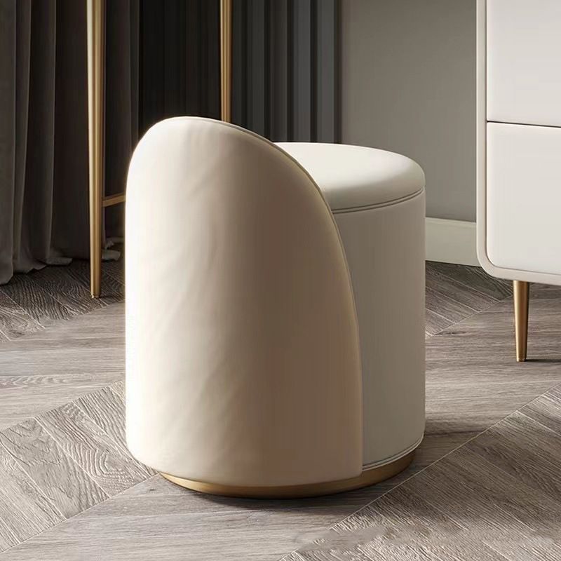 Beige 3/4-Drawers Dressing Table Faux Leather Make-up Vanity Desk