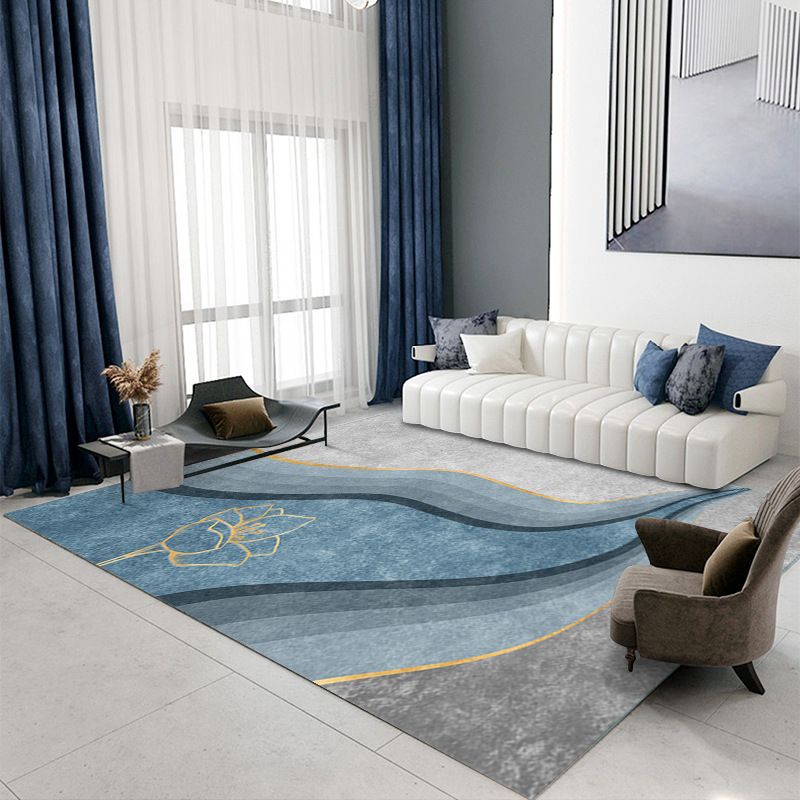 Gray Modern Rug Polyester Extravagant Rug Stain Resistant Rug for Home Decor