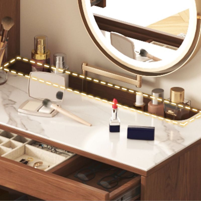 Modern Solid Wood Table Makeup Vanity with Drawers for Bedroom