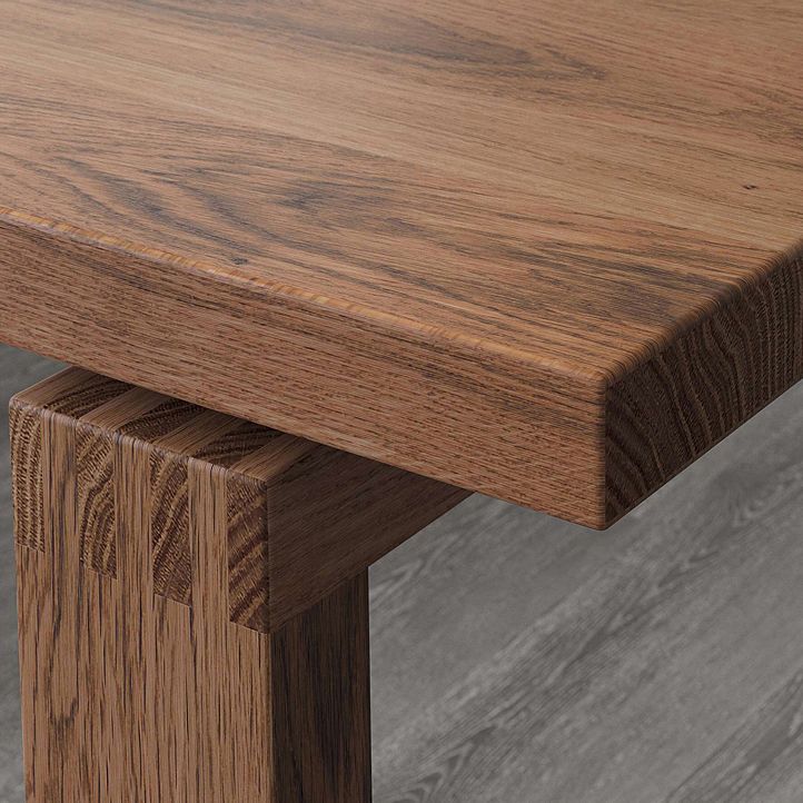 Mesa de comedor de madera rectangular mesa moderna de pino en marrón con pedestal doble