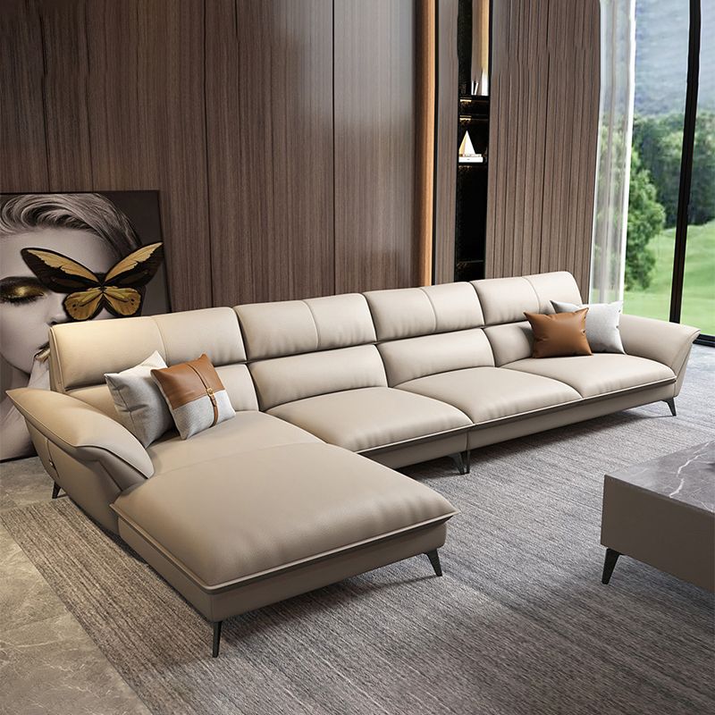 Modern Cushions Flared Arm Living Room Faux Leather Stationary Seating