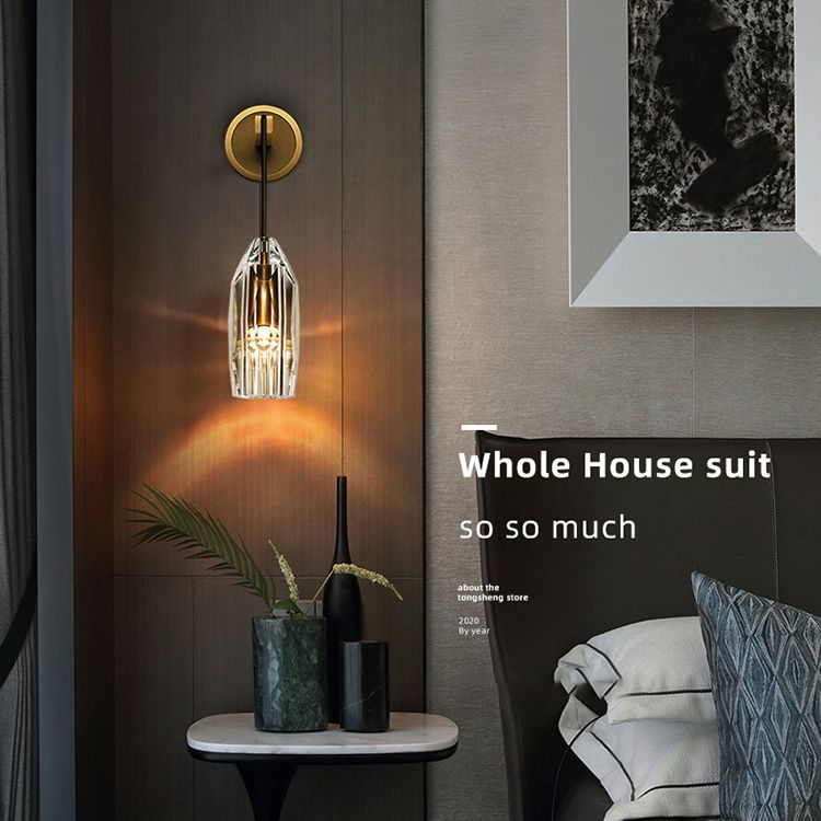 Crystal Gold LED -wandlamp in moderne luxe stijl koperen hangende wandkandelaar voor binnenruimtes