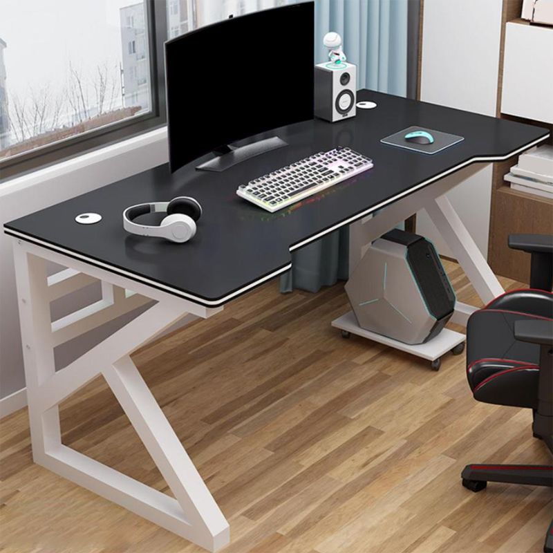 Contemporary Office Desk Antique Finish Wooden Computer Desk with Metal Legs