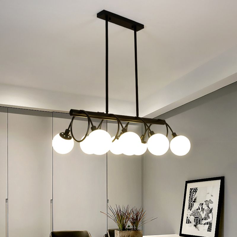 Glass Shaded Island Lighting Fixture Minimalist Style White Island Pendant Light