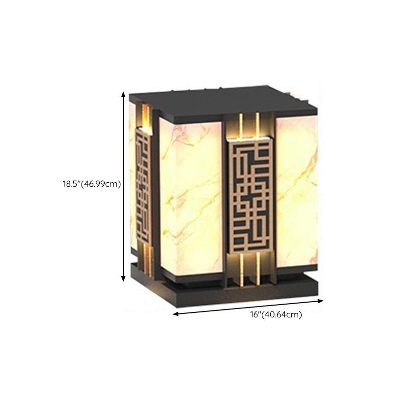 Metal Rectangle Waterproof Pillar Lamp Modern 1 Light Outdoor Light in Black