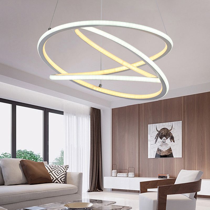 Simple Spiral Ceiling Light Fixture Acrylic LED Living Room Chandelier Pendant in Warm/White/Natural Light