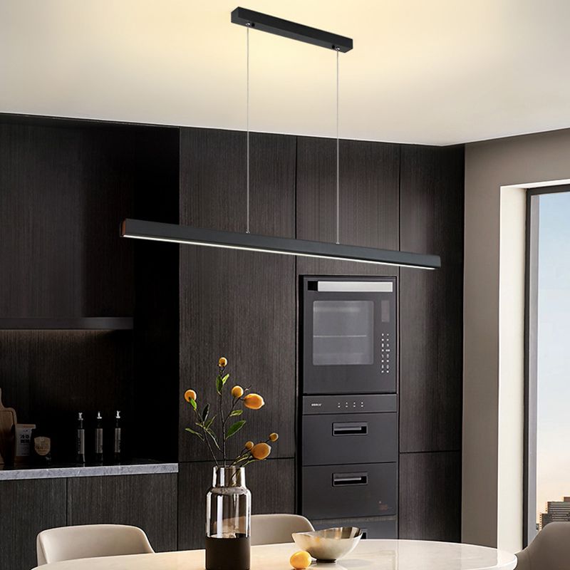 Metal Strip Chandelier Light Fixture Simple LED Island Pendant for Dining Room