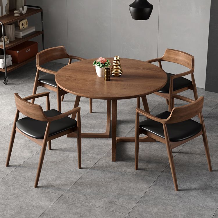 Contemporary Solid Wood Furniture 1/3/4/5 Pcs Dining Room Table Set in Brown