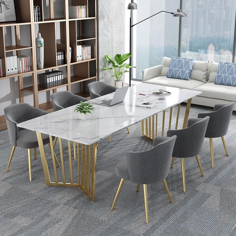 Glam Style Office Desk White Curve Office Meeting Writing Desk