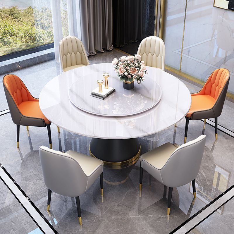 Modern Turntable Dinner Table Stainless Steel Base Stone Dining Table for Home