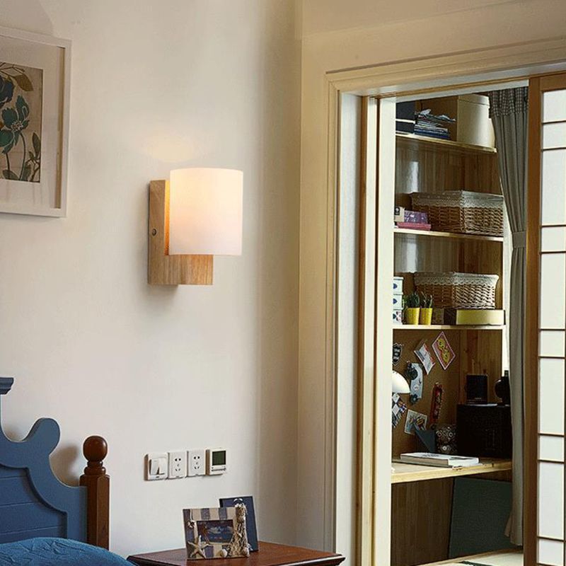 Bedroom Modern Minimalism Sconce Light Solid Wood One Head Wall Mounted Lighting Fixture