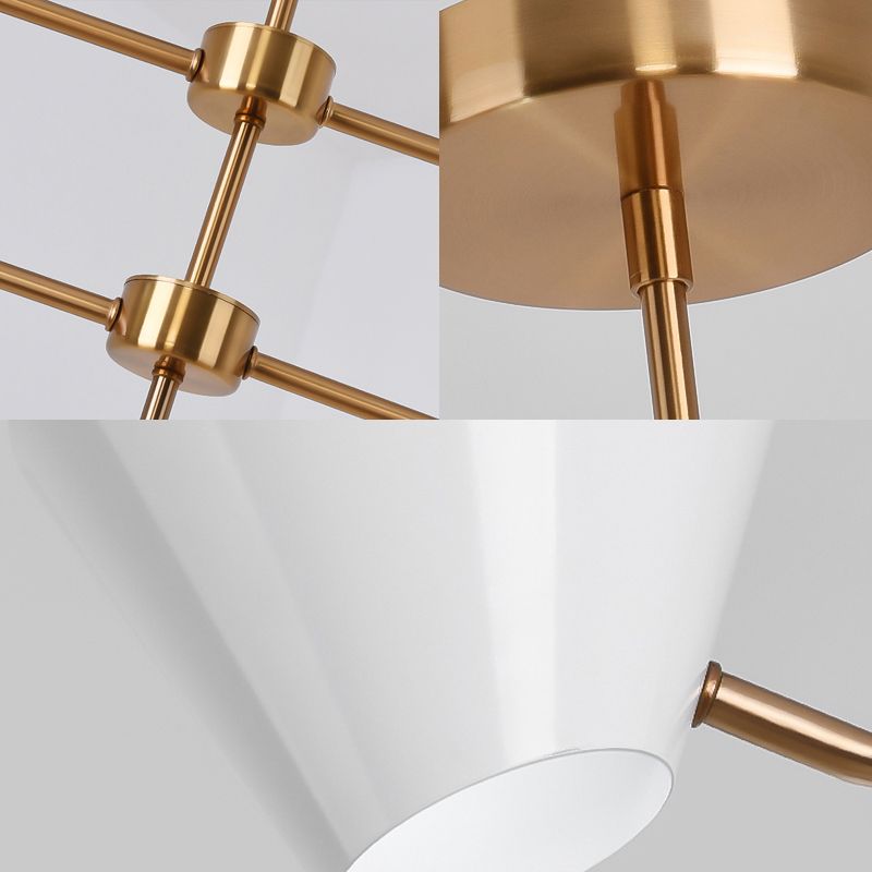 White Cone Shade Chandelier Light Contemporary 3 Lights Metal Hanging Chandelier Light for Living Room