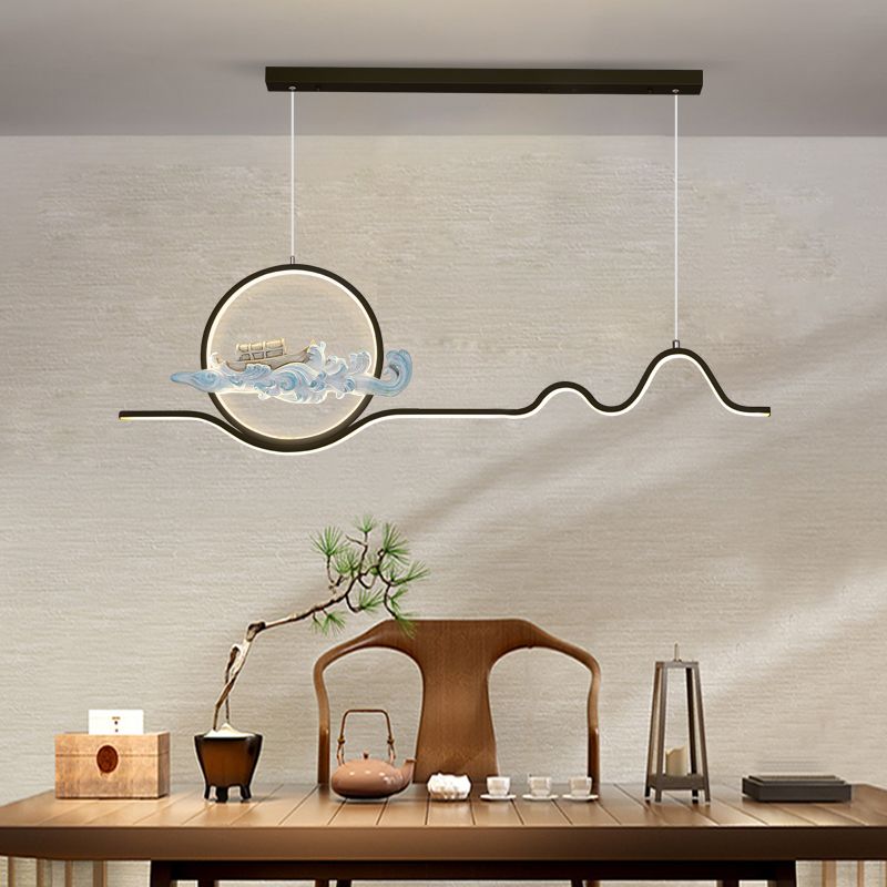 Linear Shape Island Lights Modern Style Metal 2 Light Pendant Lights