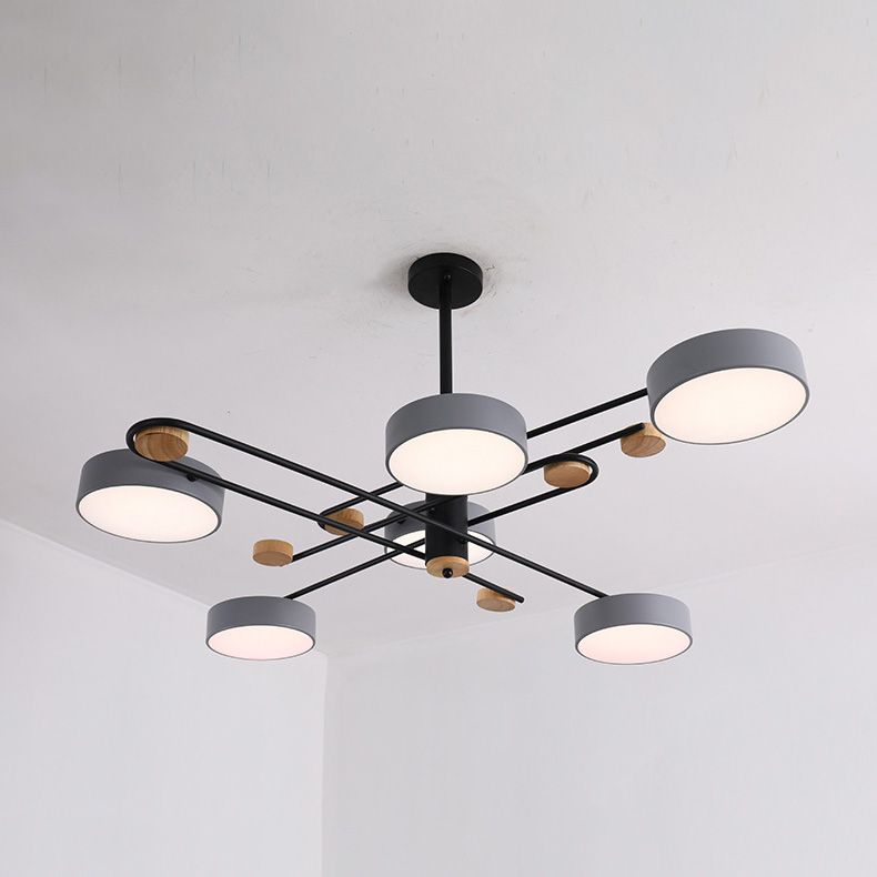 Modern Style Cylinder Ceiling Suspended Lighting Metal Multi Lights Pendant Lamp