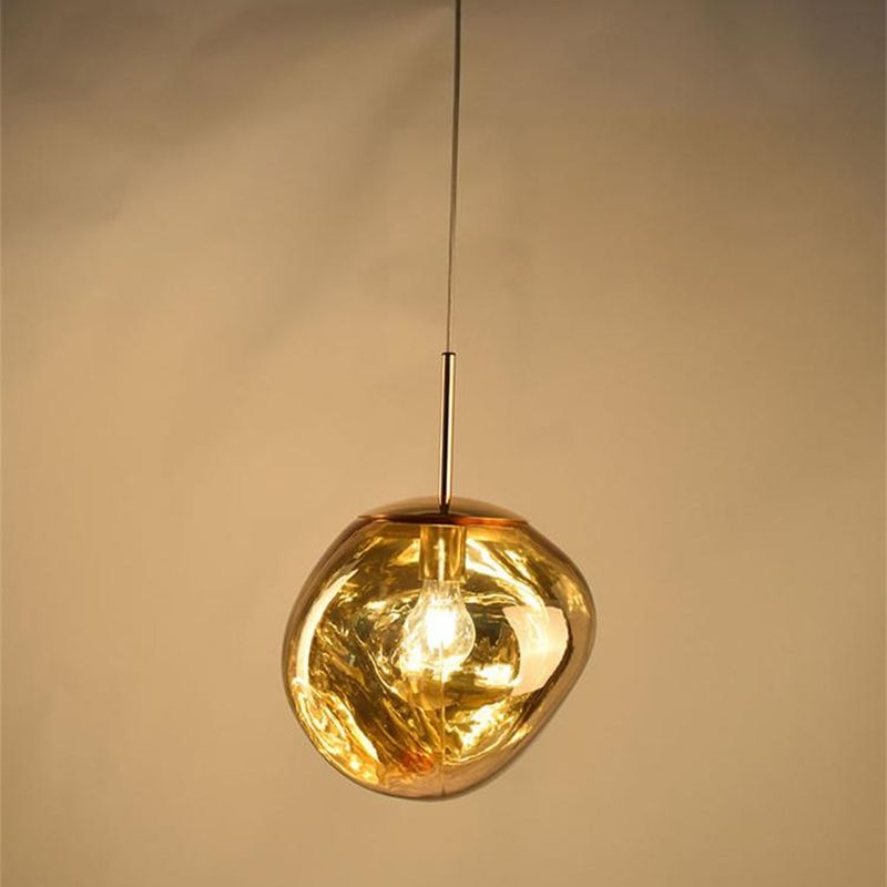 1 Light Rock Ceiling Light Modern Simple Dimpled Blown Glass Ceiling Fixture for Restaurant