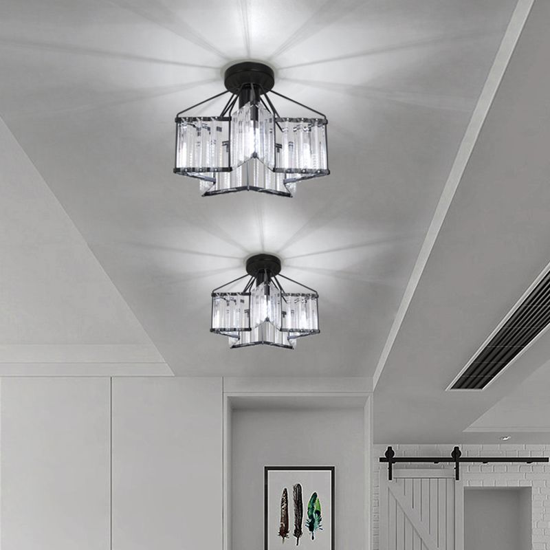 Modern Ceiling Light Creative Flush Mount Ceiling Light Fixture with Crystal Shade